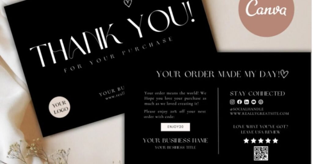  Etsy thank you card with QR code linking to email signup