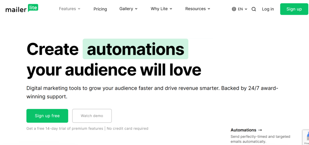 MailerLite automation email for side hustlers