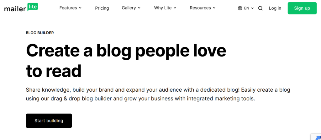 MailerLite – Best for Bloggers & Content Creators email for side hustlers