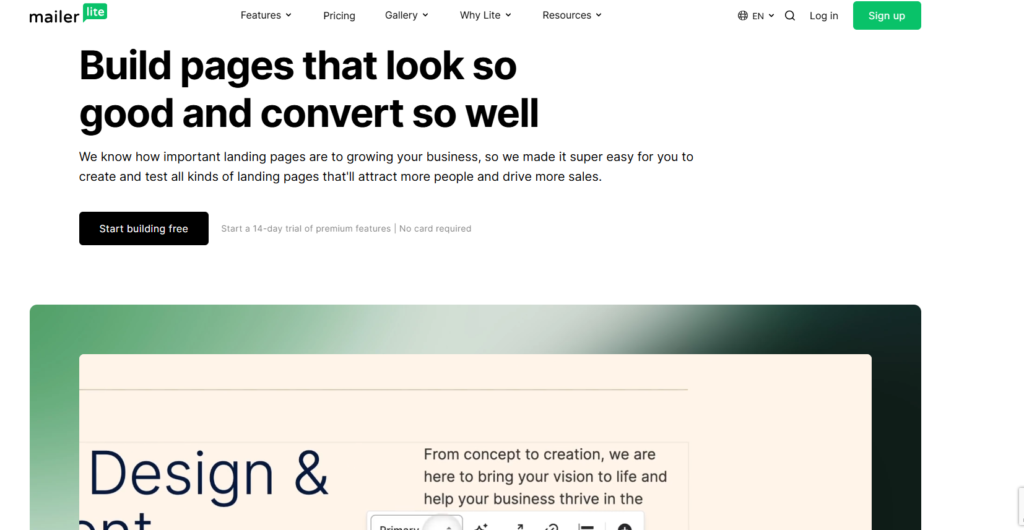 mailer lite landing page emil for side hustlers