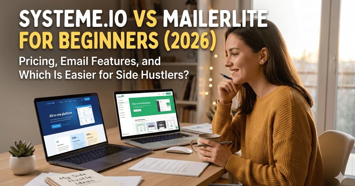 Systeme.io vs MailerLite for Beginners in 2026 (Pricing, Email Features, and Which Is better for Side Hustlers?)