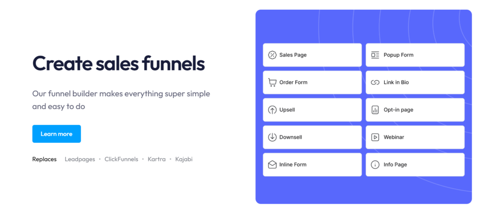 Creating a new audience building funnel in Systeme.io for a free landing page