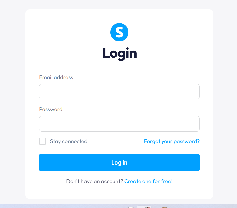 Systeme.io login form with email and password fields for beginners