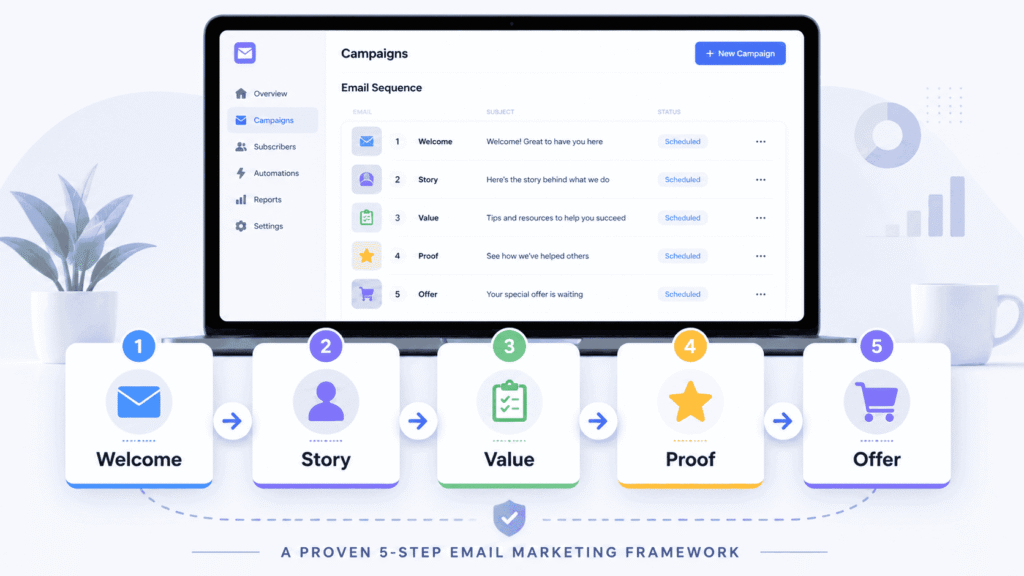 overview of the 5 email framework for side hustlers