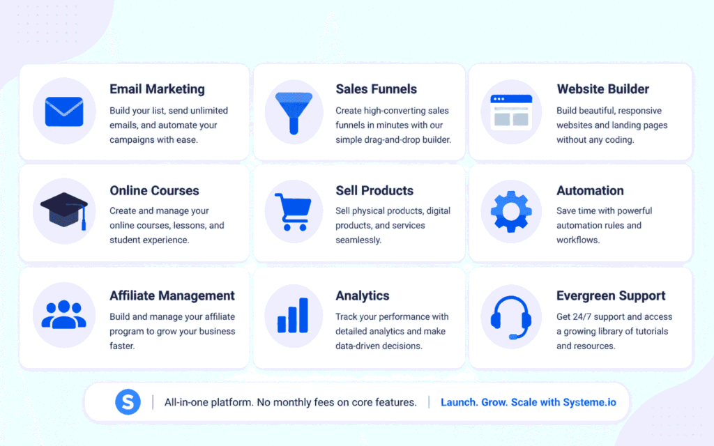 key features of systeme.io