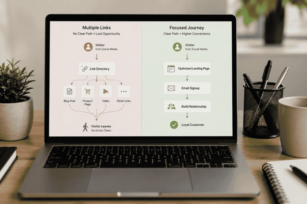 Systeme.io vs Linktree (2026): Which Is Better for Growing Your Email List? real example linktree vs systeme.io journey