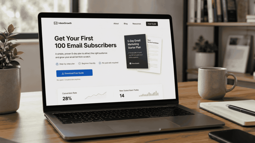 Simple landing page designed to collect email subscribers