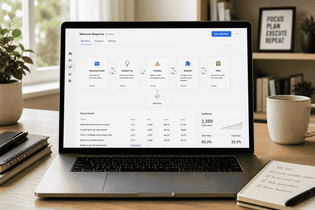 How to Build a Sales Funnel for Free Without ClickFunnels: 7 Steps Automated email sequence guiding leads toward a product offer