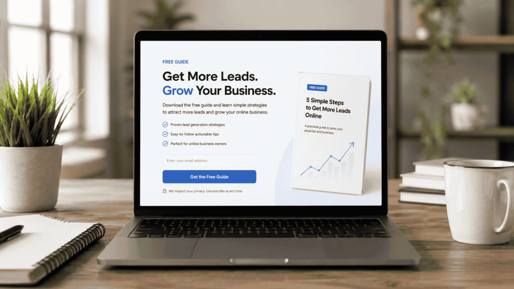 How to Build a Sales Funnel for Free Without ClickFunnels: 7 Steps Lead magnet opt-in page for collecting email subscribers