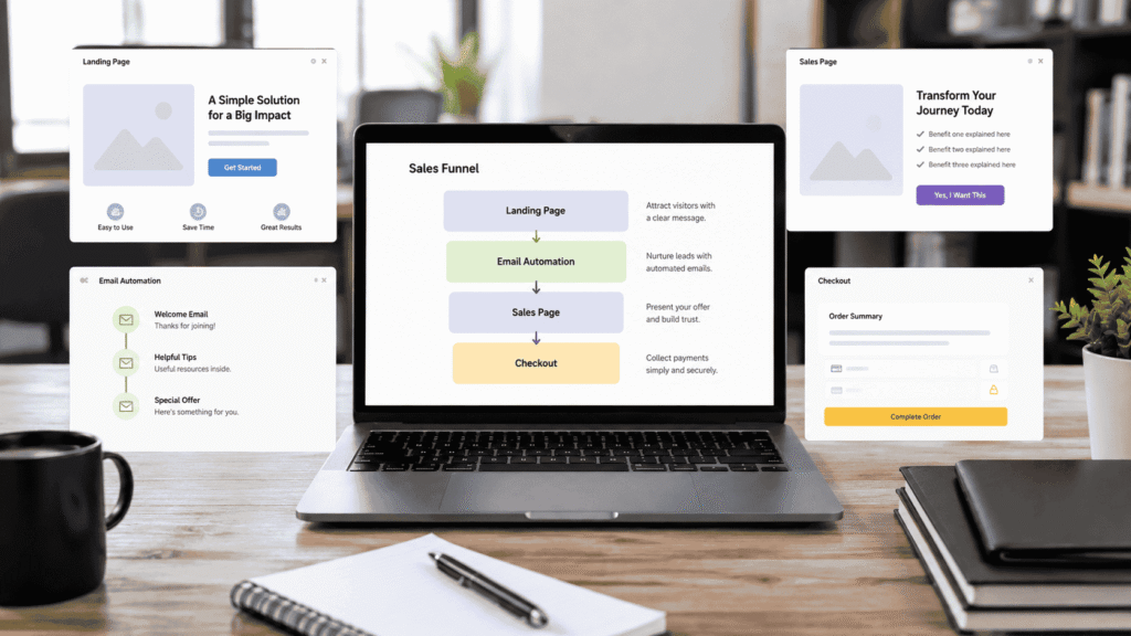 How to Build a Sales Funnel for Free Without ClickFunnels: 7 Steps Free sales funnel setup with landing page email automation and sales page
